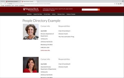 image of the published people page in desktop view with the right column turned on