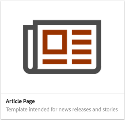 image of the article page template icon from the page creation screen