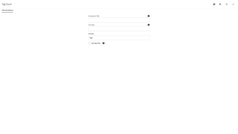 Tag Cloud Component Title and Options configuration dialog