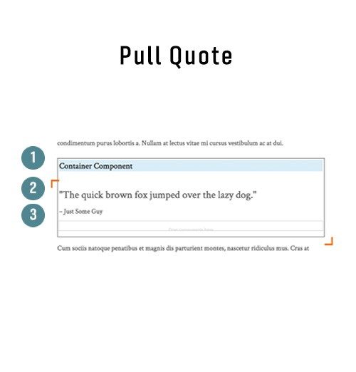 pull quote edit view with numbered markers for each component