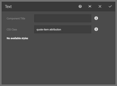config dialog for pull quote quotation attribution