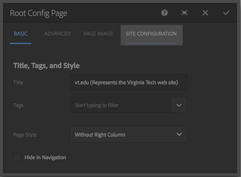 image showing clicking the site configuration tab